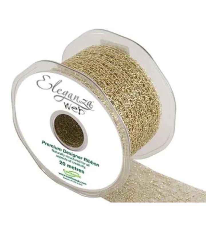 Eleganza Web Ribbon Metallic Gold - 50mm x 20m