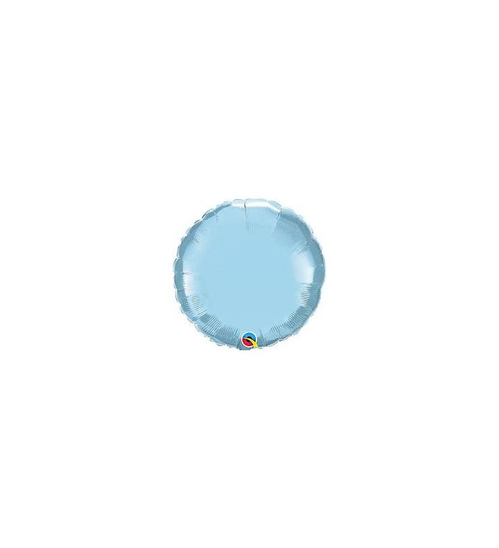 18" Qualatex Round  Pearl Light Blue Unpackaged Foil Balloon