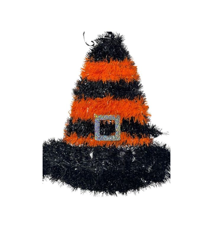 Orange Witches Hat Tinsel Plaque