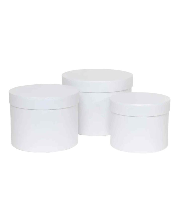 Hat Box Pearl White Set of 3 Largest D19cm x H19cm