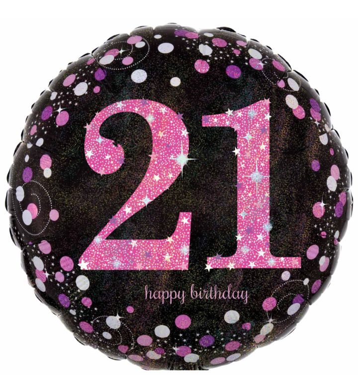 18" Pink Sparkling Celebratoin 21st Prismatic Foil Balloon