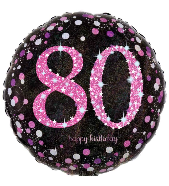 18" Pink Sparkling Celebratoin 80th Prismatic Foil Balloon