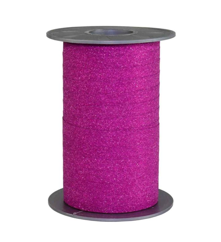 Poly Glitter Pink Ribbon 10mm x 100m