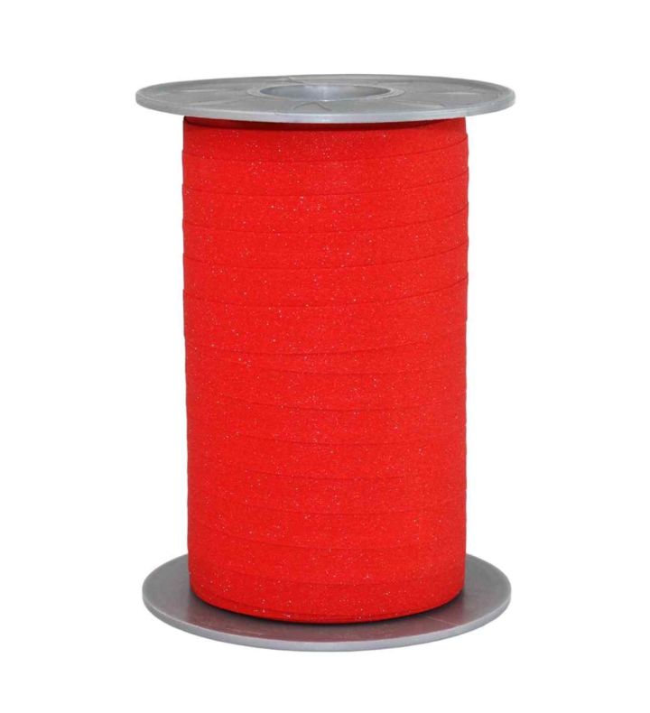 Poly Glitter Signal Red Ribbon 10mm x 100m