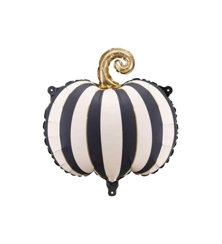 Pumpkin Black & White Stripes with Gold Foil Balloon 39cm x 38cm
