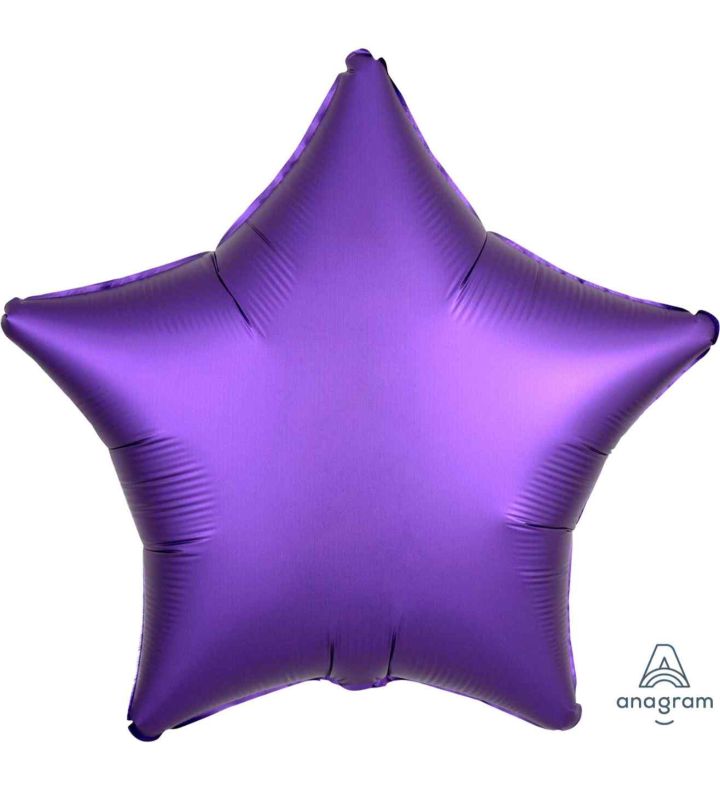 17" Purple Royale Star Satin Luxe Foil Balloon Anagram - Unpackaged