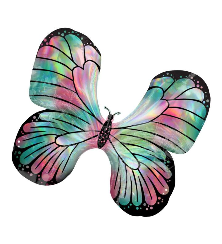 30" Iridescent Teal & Pink Butterfly Supershape