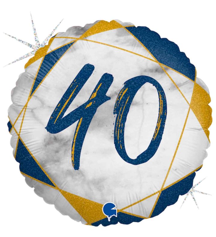 18" Grabo Marble Mate Blue 40 Round Foil Balloon