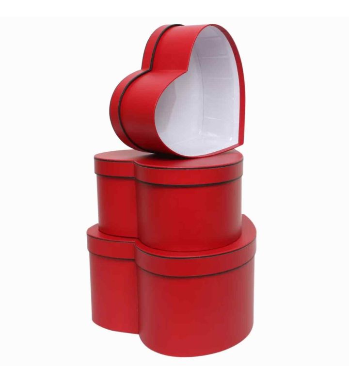 Red Heart with Black Trim Hat Box Set (x3)