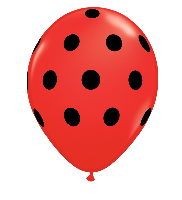 11" Qualatex Red With Black Polka Dots Latex Balloons 25pk