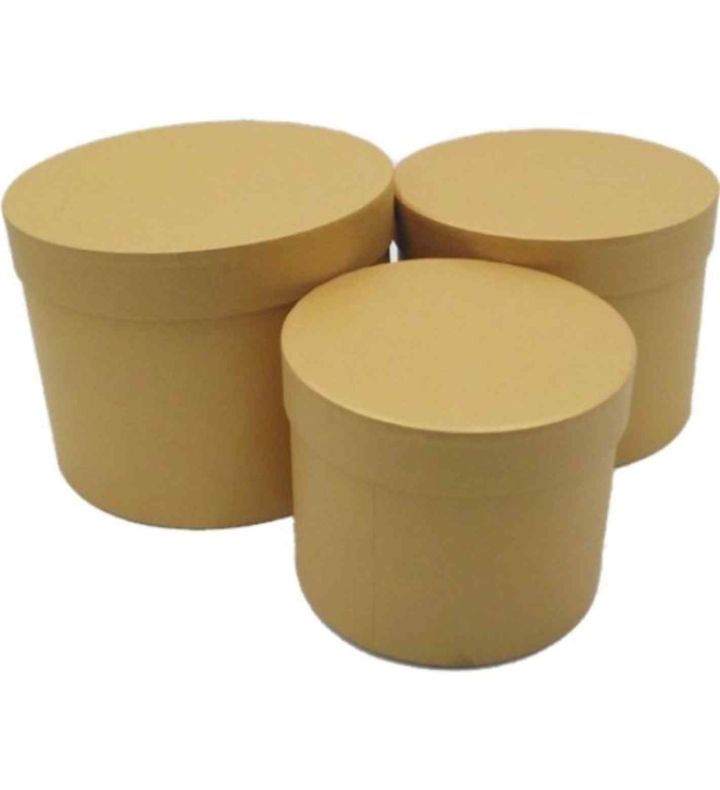 Set of 3 Round Flower Boxes Gold
