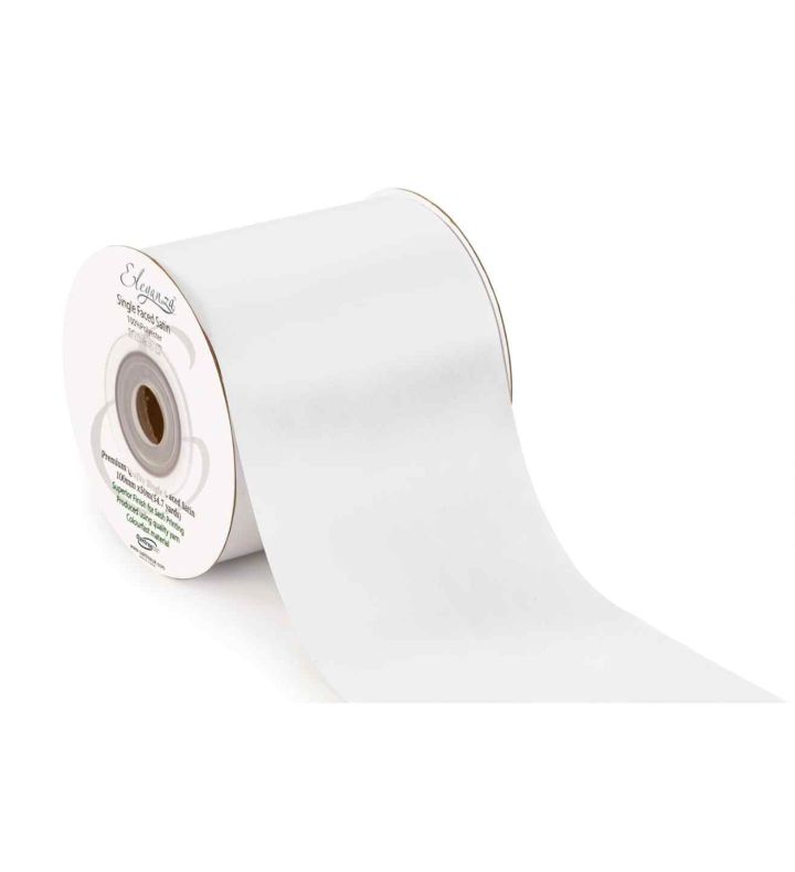 Eleganza Single Faced Sash Ribbon 100mm x 50m White No.1