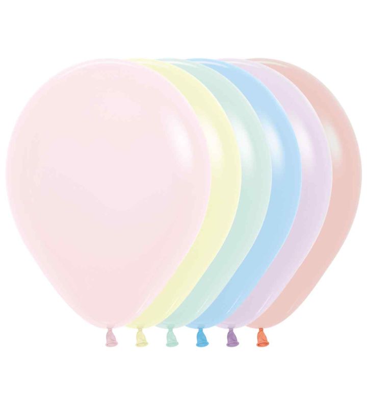 12" Sempertex Pastel Matte Assortment 600 Latex Balloons 50ct