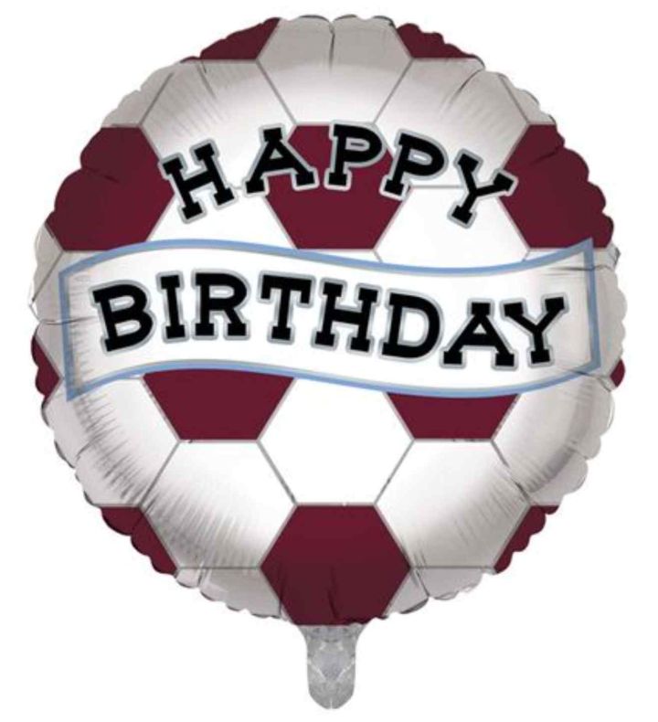 18" Claret and Blue Football Birthday