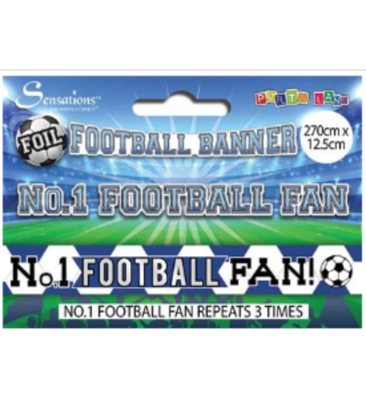 No.1 Football Fan! Blue and White Banner