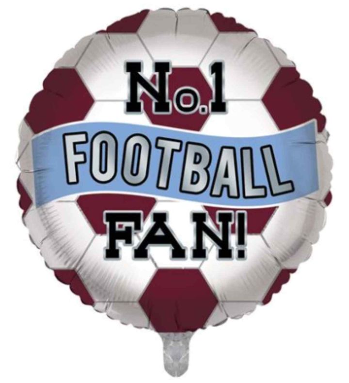 No.1 Football Fan! 18" foil Claret and Blue