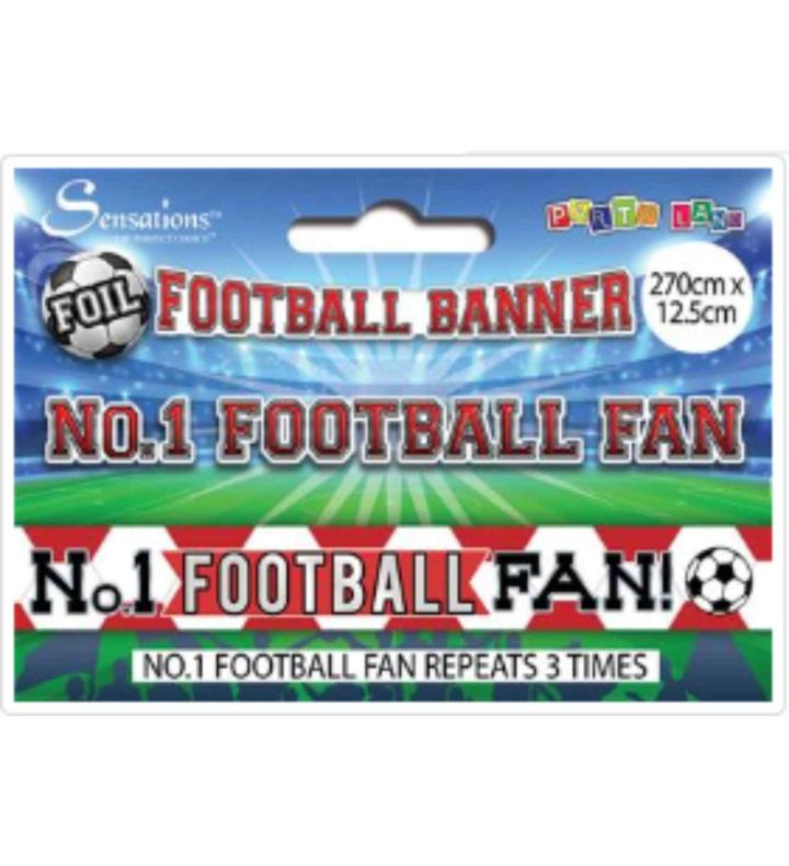 No.1 Football Fan! Red and White Banner