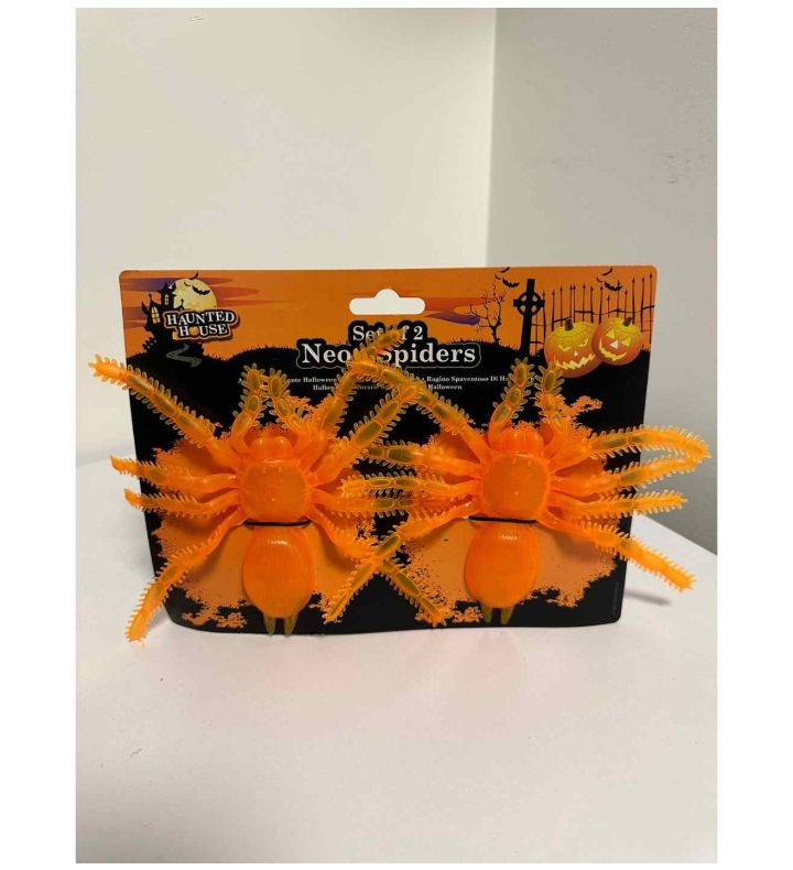 Set of 2 Orange Neon Spiders