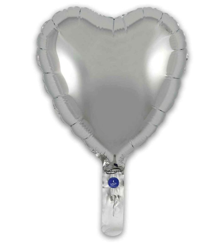 9" Oaktree Silver Heart Foil 5pcs