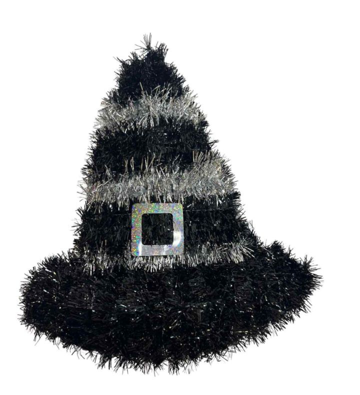 Silver Witches Hat Tinsel Plaque
