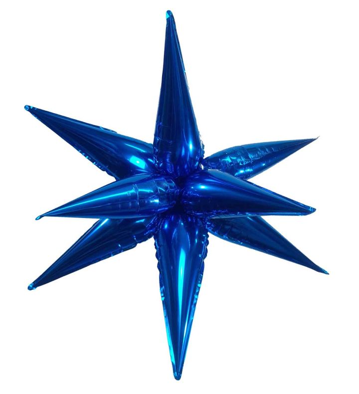 63.5cm Sapphire Blue Starburst Bamboo Party Foil Balloon