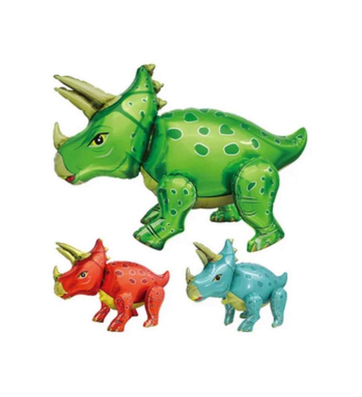 Triceratop Dinosaur 5 Part Green Foil Balloon