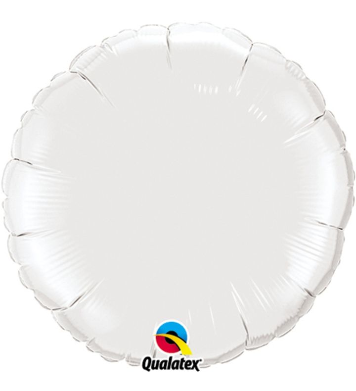 18" Qualatex Round White Unpackaged Foil Balloon 