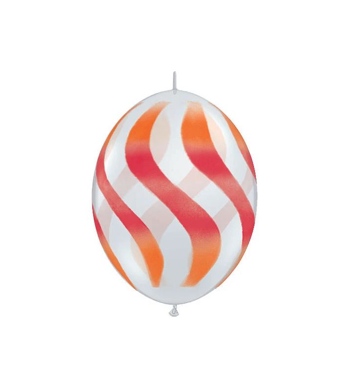 12" Wavy Stripes Quick Link Clear, Orange & Hot Pink Balloons 50ct