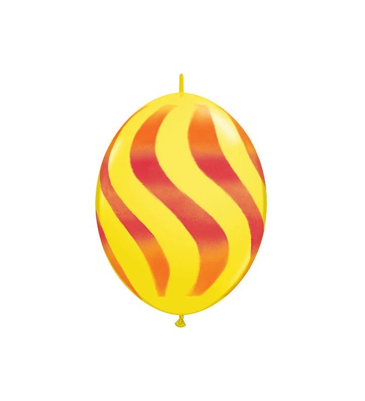 12" Wavy Stripes Quick Link Yellow & Red Latex Balloons 50ct