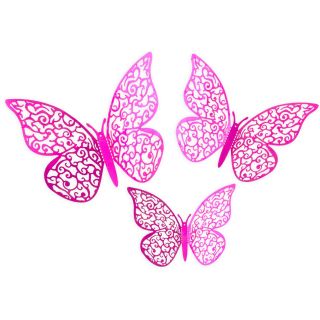 3D  Fuchsia Butterfly Decoration pk 12