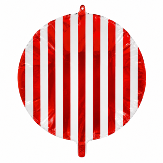 18" Bamboo Party Round Red Stripe Unpackaged Foil Balloon