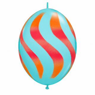 12" Wavy Stripes Quick Link Blue & Dark Red Latex Balloons 50ct