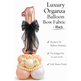 Organza Balloon Bow Fabric Black