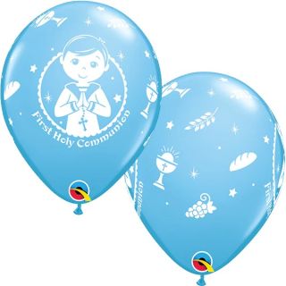 11" First Holy Communion Boy Blue Latex Balloons 25ct