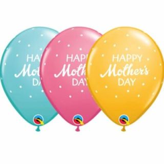 11" Happy Mother's Day Petite Polka Dots Assorted Latex Balloons 25ct