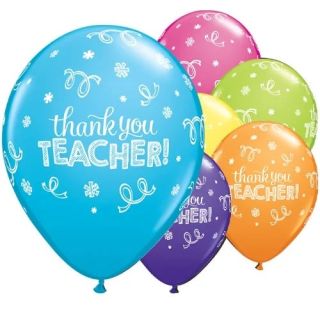 11" Thank You Teacher Assorted Qualatex Latex Balloons 25ct