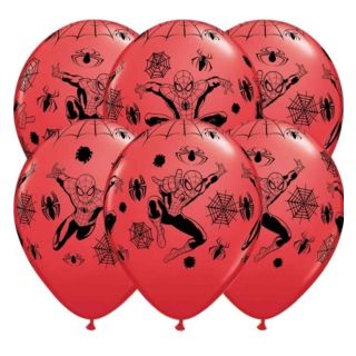 12" Marvel Spider-Man Red & Black Latex Balloons 6ct