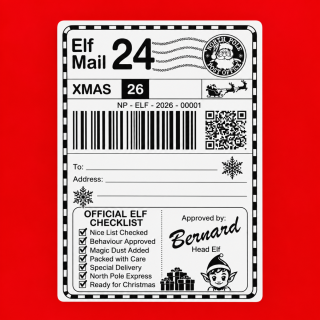 Elf Mail 24 Personalised Christmas Label QR Code Official North Pole Checklist
