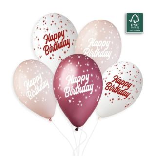 13" Happy Birthday Pinks Mix Gemar Latex Balloons 25ct