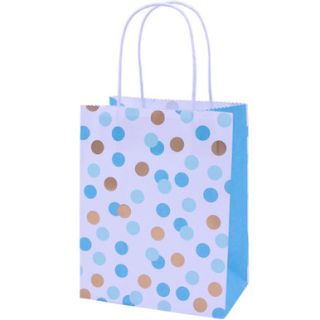  15cm x  20cm Party Gift Bags Blue and Gold Dots 4 pack
