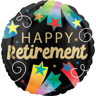 17" Happy Retirement Star Bursts Anagram Round Foil Balloon