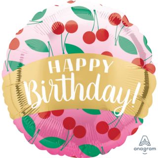 18" Happy Birthday Cherries Foil Balloon