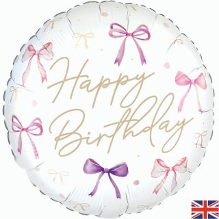 18" Bow Happy Birthday Oaktree Foil Balloon