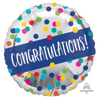 18" Congratulations Dots Foil Balloon