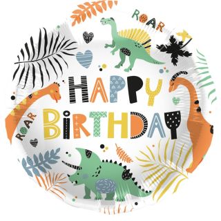 18" Dinosaur Happy Birthday 'Dino Roar' Round Foil Balloon