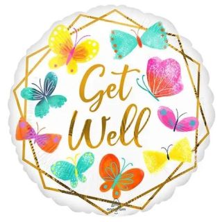 18" Get Well Butterfly Anagram Foil Balloon