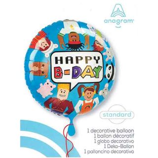 18" Happy B-Day Party Town Round Foil Balloon