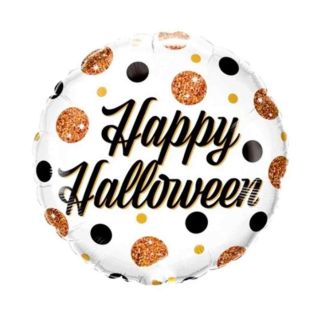 18" Happy Halloween Holographic Dots Round Foil Balloon
