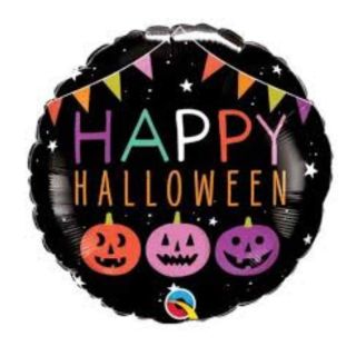 18" Happy Halloween Three Pumpkin Round Foil Balloon