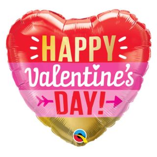 18" Happy Valentine's Day Stripe Heart Foil Balloon